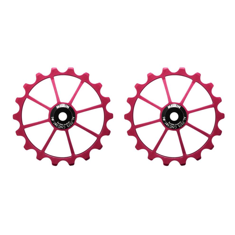 MEIJUN 2X 18T Cykel Bagskifter Hjul Keramisk Leje Remskive Landevejscykel Styrerulle Løftehjul 4mm 5mm 6mm (Rød)