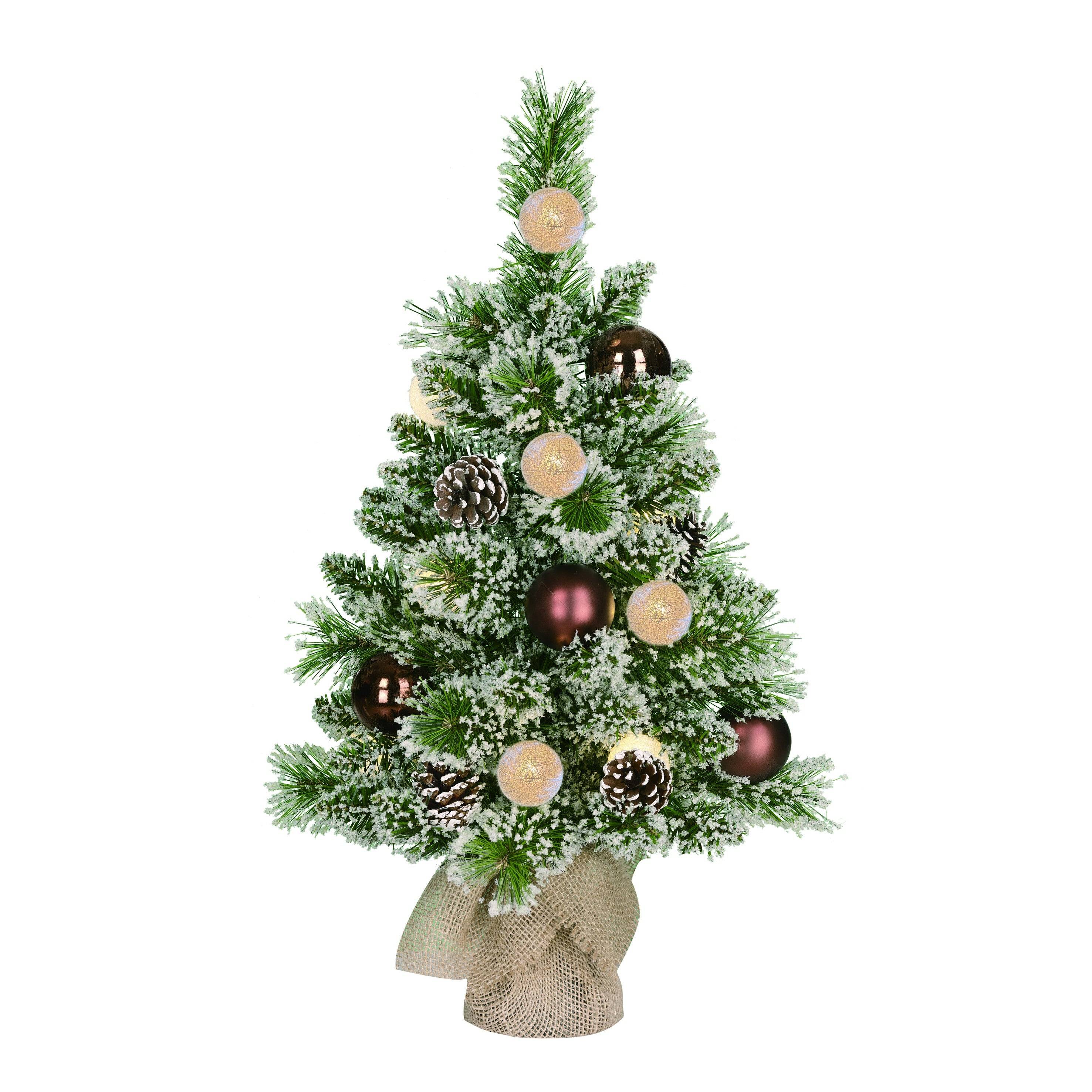 Kaprun julgran med kopparfärgat julgranspynt och ljus, 60 cm hög