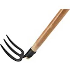 KOTARBAU® Potatishacka med 3 pinnar trähandtag 110 cm jordbrukshacka av stålverktyg, fälthacka, trädgårdsverktyg, trädgårdsredskap, trädgårdstillbehör, trädgård, handverktyg, växtkrok