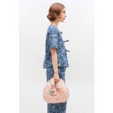 Rosa pälsig mini hoboväska