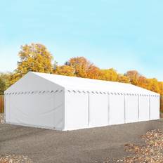 Lagertält 6x12 m, med bottenram, PVC 750 vit - (7256)