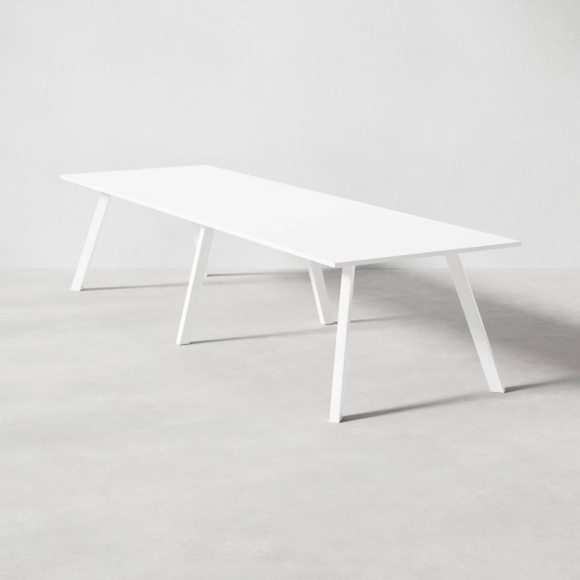 Konferensbord Viggo, Höjd 73 cm, Längd 420 cm, Bordsskiva Vit, Underrede Vit