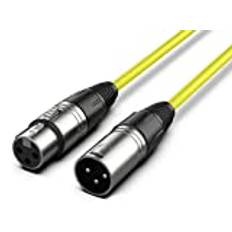 Audibax Silver XLR-kabel hane till XLR hona, längd 10 meter, OFC-kontakter med hög signalöverföring, PVC-beläggning, maximal isolering, diameter 6 mm - gul färg