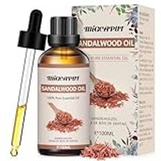 MIGCAPUT Sandelträ Eteriska Oljor 100ML, 100% Ren Naturlig Aromaterapi Eterisk Olja, Terapeutisk Kvalitet Sandelträ Olja för Luftfuktare Diffusor, SPA, Massage, Sömn, Tvål