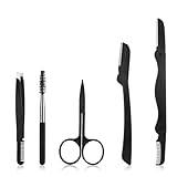 Lusofie Eyebrow Grooming Kit 5IN1 Eyebrow Razor Stainless Steel Eyebrow Trimming Kit with Eyebrow Comb Tweezers Brow Spoolie Brush Scissors for Women and Men Y