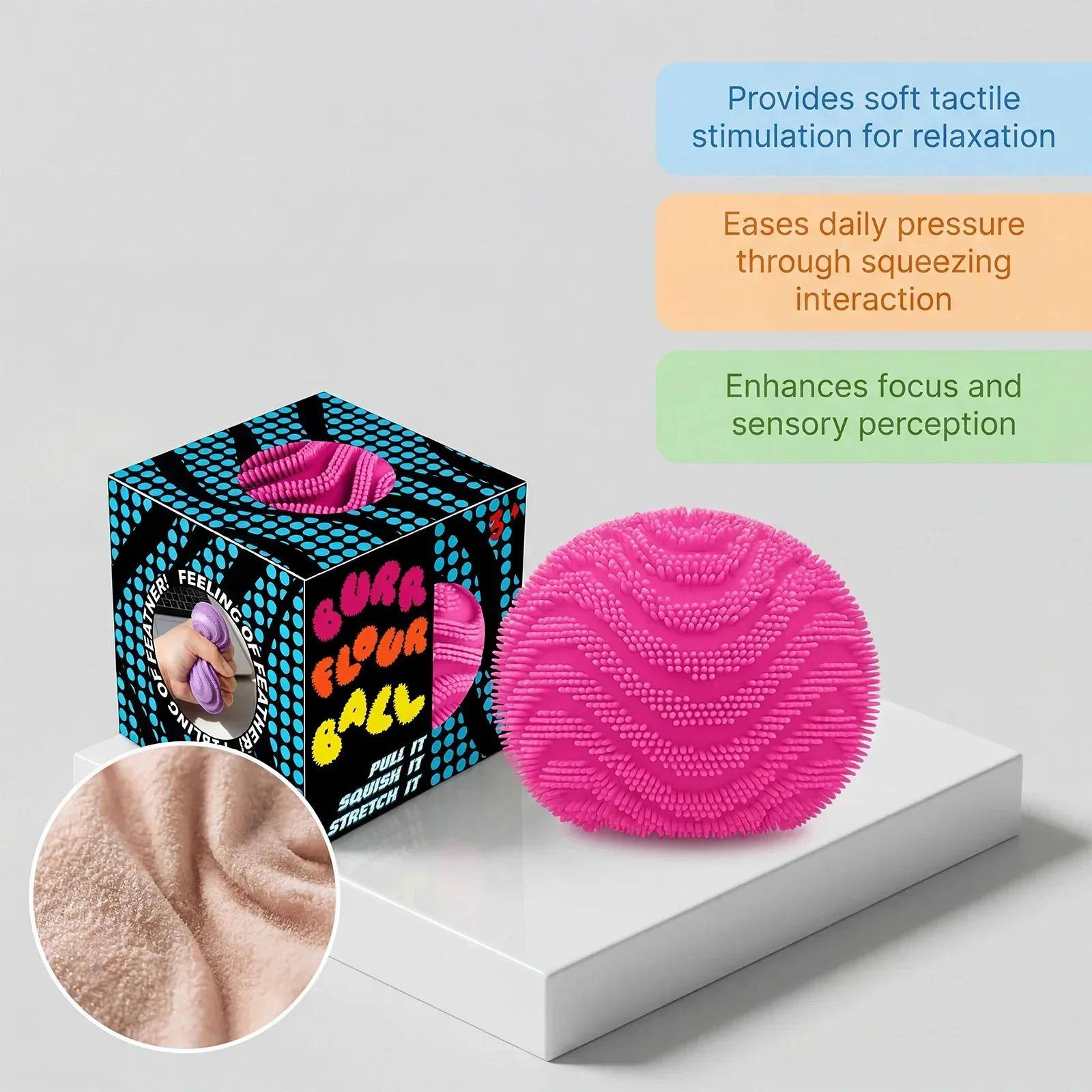 Needoh Fuzz Ball Wonder Waves Sensorisk Klämleksak Texturerad Stresslindrande Fidgetboll För Vuxna Barn black