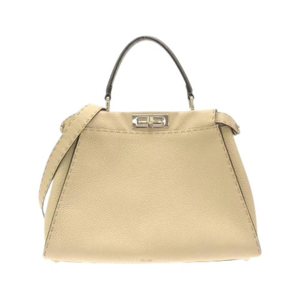 Fendi Vintage Pre-owned Selleria Peekaboo Calf Bag - Vintage - Dame - Beige - ONE SIZE - Uld