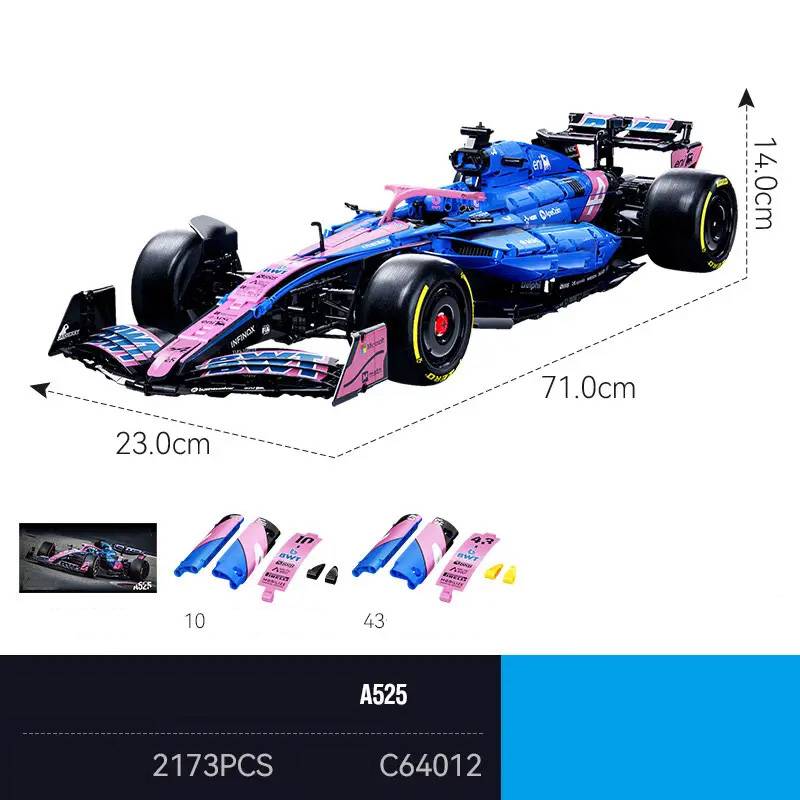 Technical Formula Racing Car Building Block 1:8 Scale Model Sets Alpines A525 Vehicle Construction Brick Toy Collection For Gift