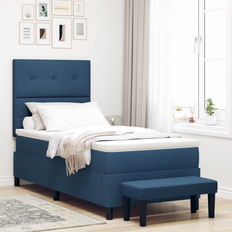 vidaXL Box Våningssäng med madrass & bänk blå 90x190 cm tyg
