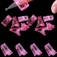 Nagelspetsklämma för snabbbyggande Polygel, Nagelformar, Nagelklämmor för Polygel, Finger Nail Extension, UV LED Builder Clamps Manikyr Nail Art Tool, - Rosa