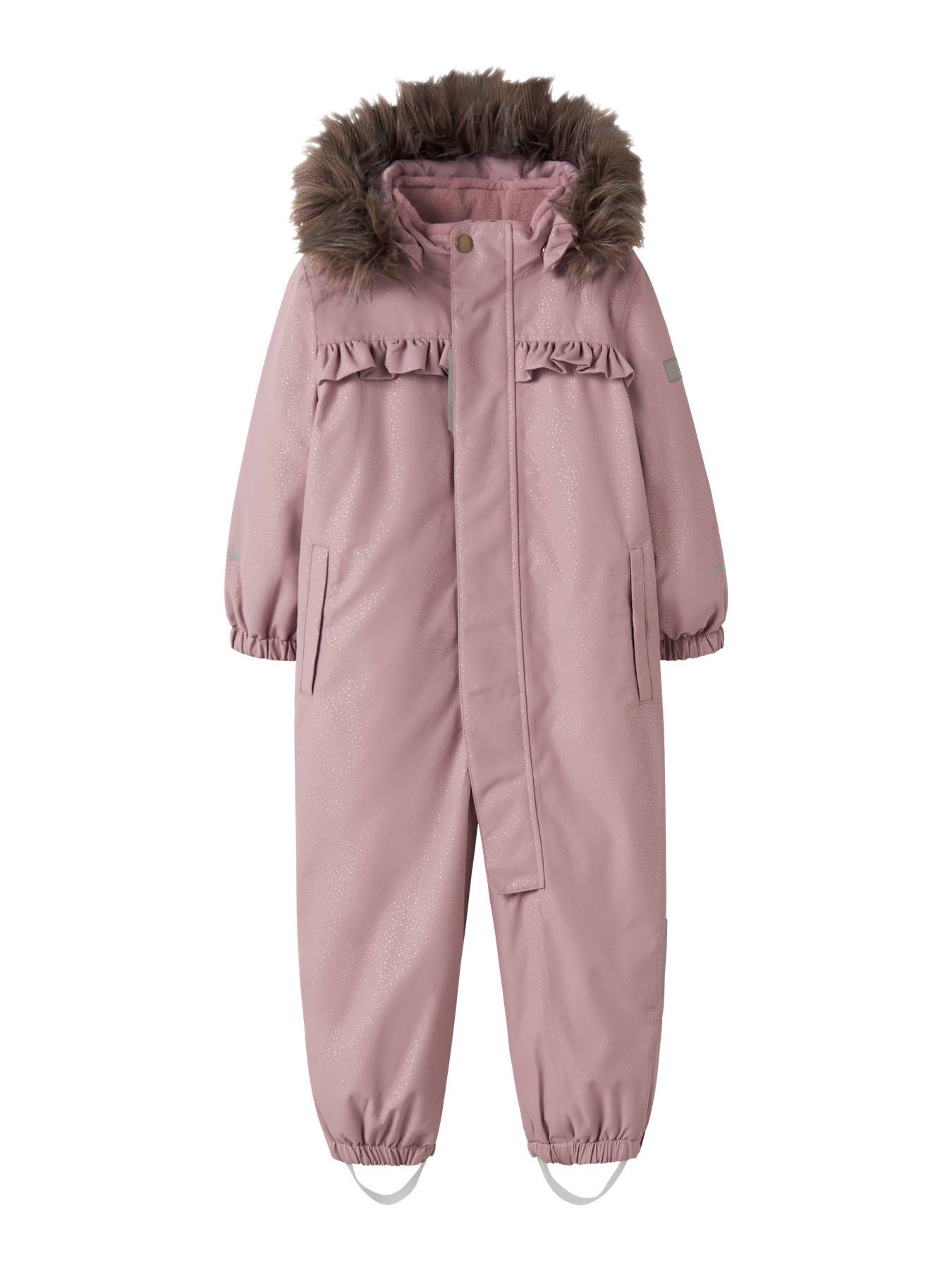 NAME IT Flyverdragt Frill Snow10 Glitter Woodrose