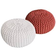 Sittpall pouf set 2 stycken Ø 55 cm avstolens kudde grovt stickning