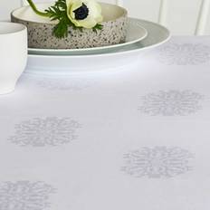 Hvid damask dug med H. C. Andersen papirklip - 140 cm x 320 cm