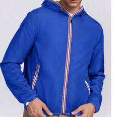 Men's Casual Contrast Color Stripe Zip Up Hoodie Jacket - Royal Blue - L,M,XL,XXL,XXXL,XXXXL
