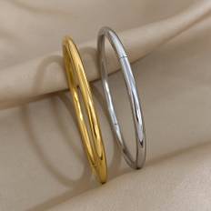 TEMU Steel Plain Circle Glossy Bangle Bracelet For Men Women Hand Jewelry,gifts For Wedding Party Memorial Day, Valentine's Day, Thanksgiving, New Year's Day
