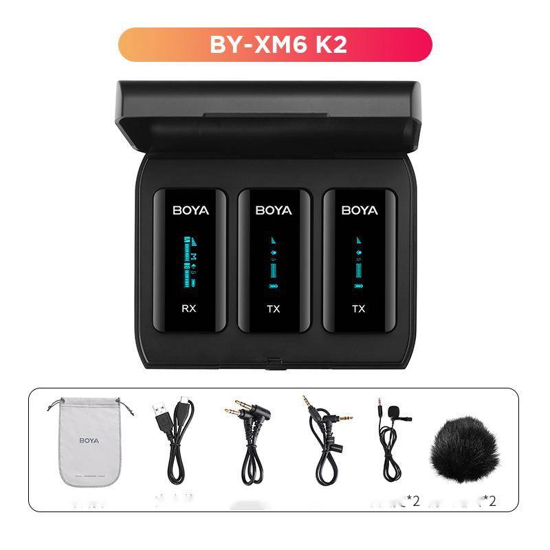 Noise-cancelling Mini Wireless Collar Microphone - BY XM6 K2 / Standard Android adapter K3
