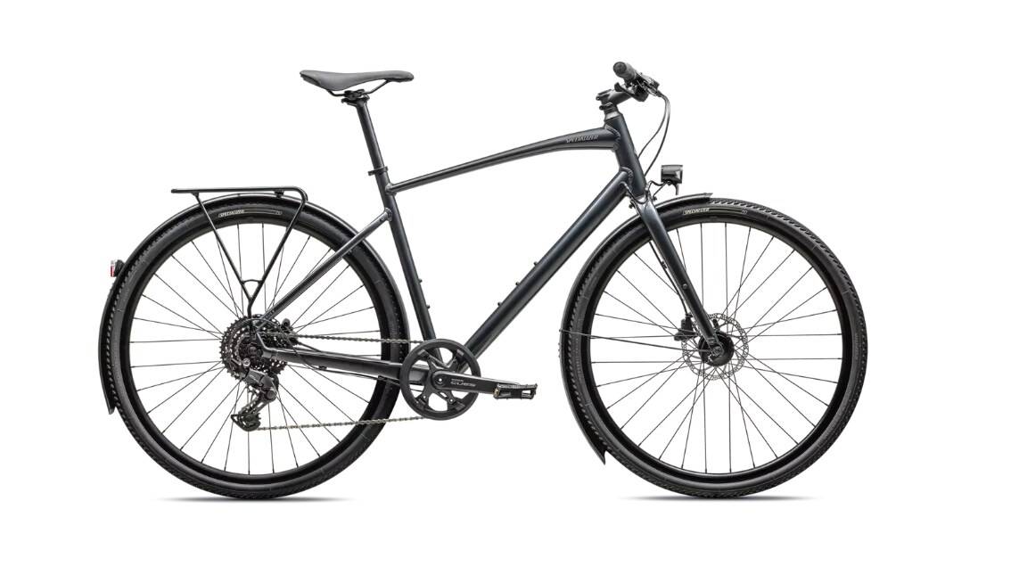 Specialized Cykel, Sirrus X 2.0 EQ, Gloss Black Liquid Metal / Ashen Grey Reflective