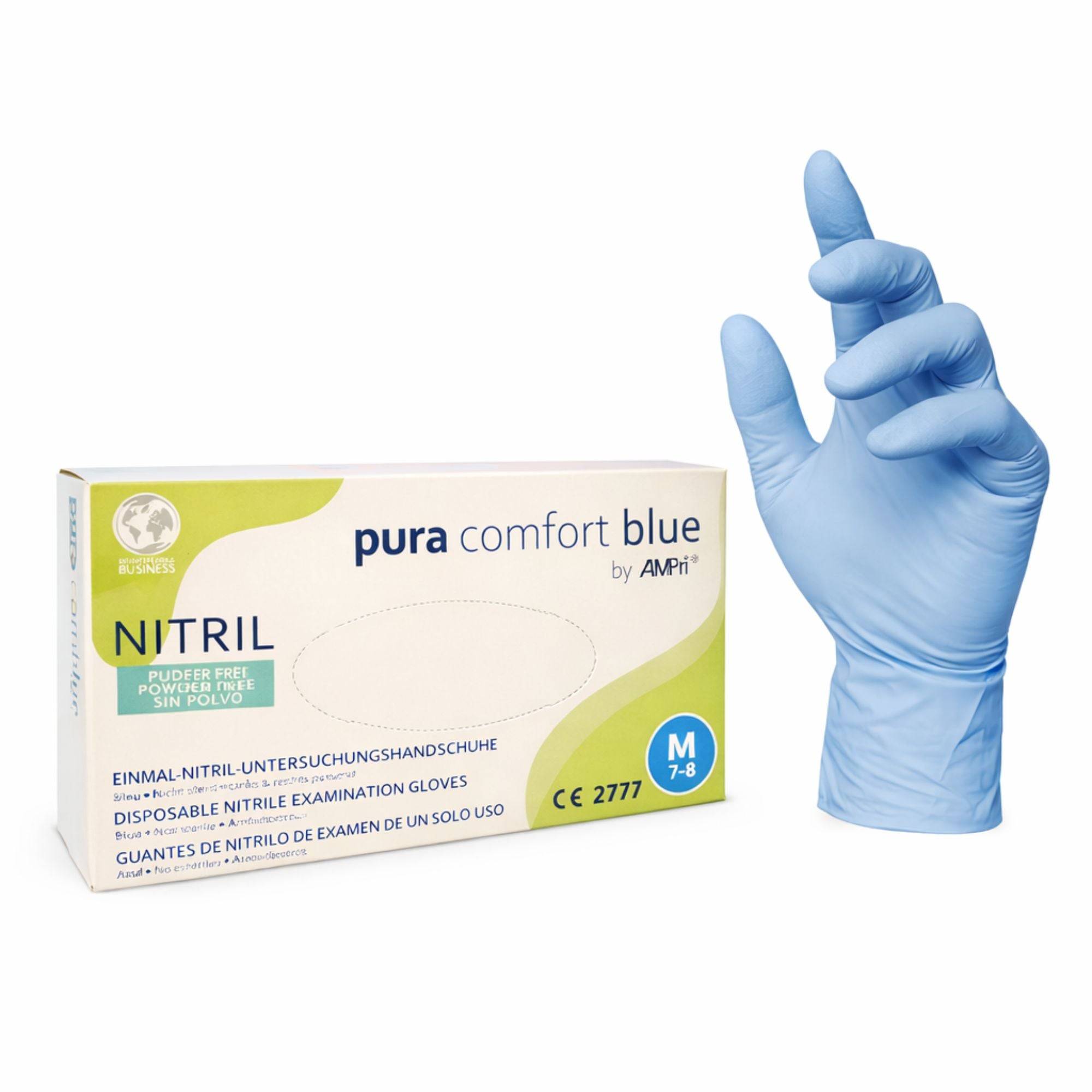 100 st Pura Comfort blå nitrilhandskar - BLÅ Storlek XL