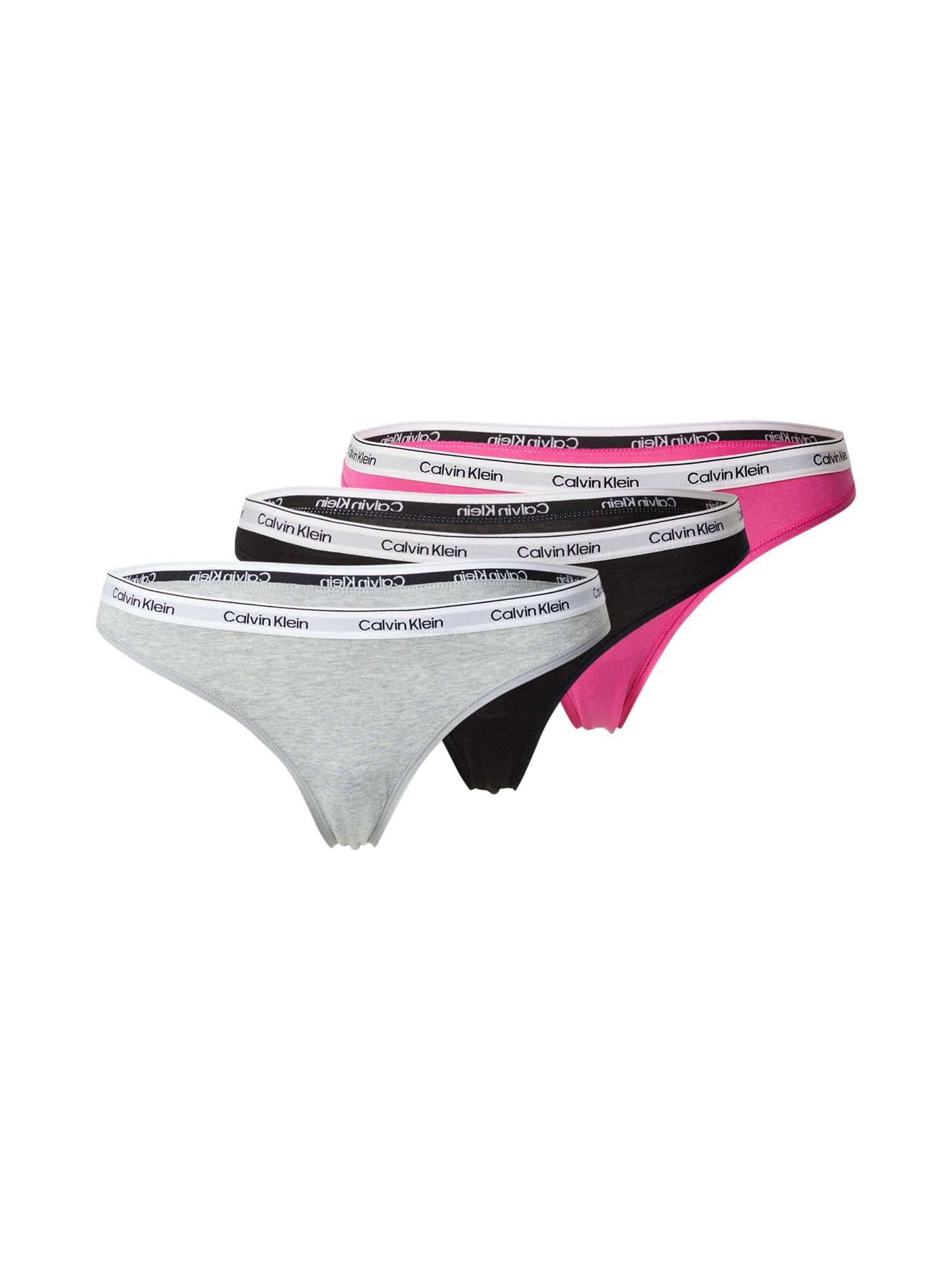 Calvin Klein Underwear String gråmelerad / neonlila / svart / vit