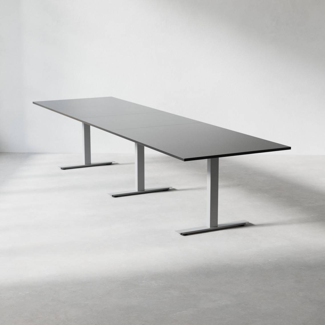 Konferencebord Modul, Størrelse 280 cm, Farve Sort, Ben Sølv.