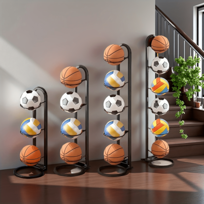 Bollförvaringsställ, basket, fotboll, volleyboll, fotboll, rugby, järnorganizer, metallram, flerskiktad platsbesparande och stabil struktur, utomhus s - Multifärgad (Multi-size)