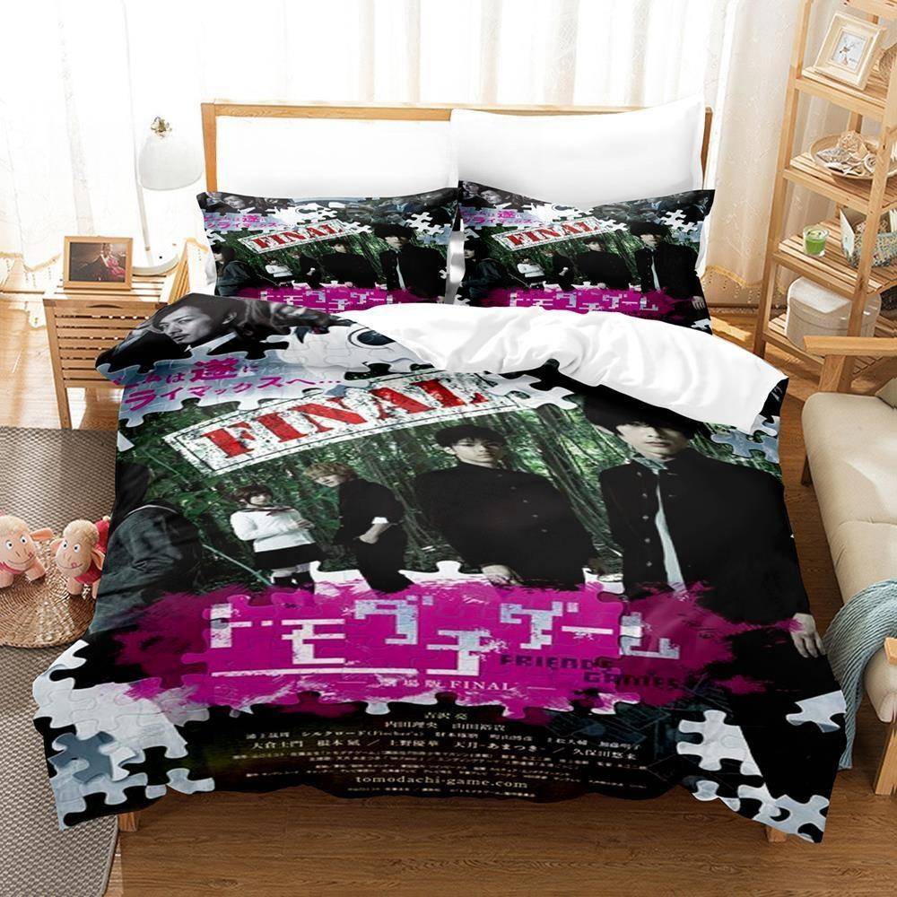 Tomodachi Game Sängkläder Set Enkel Twin Full Queen King Size Sängset Vuxen Barn Sovrum Påslakan set 3D Tryck Anime Lakan EU Twin 135x200cm