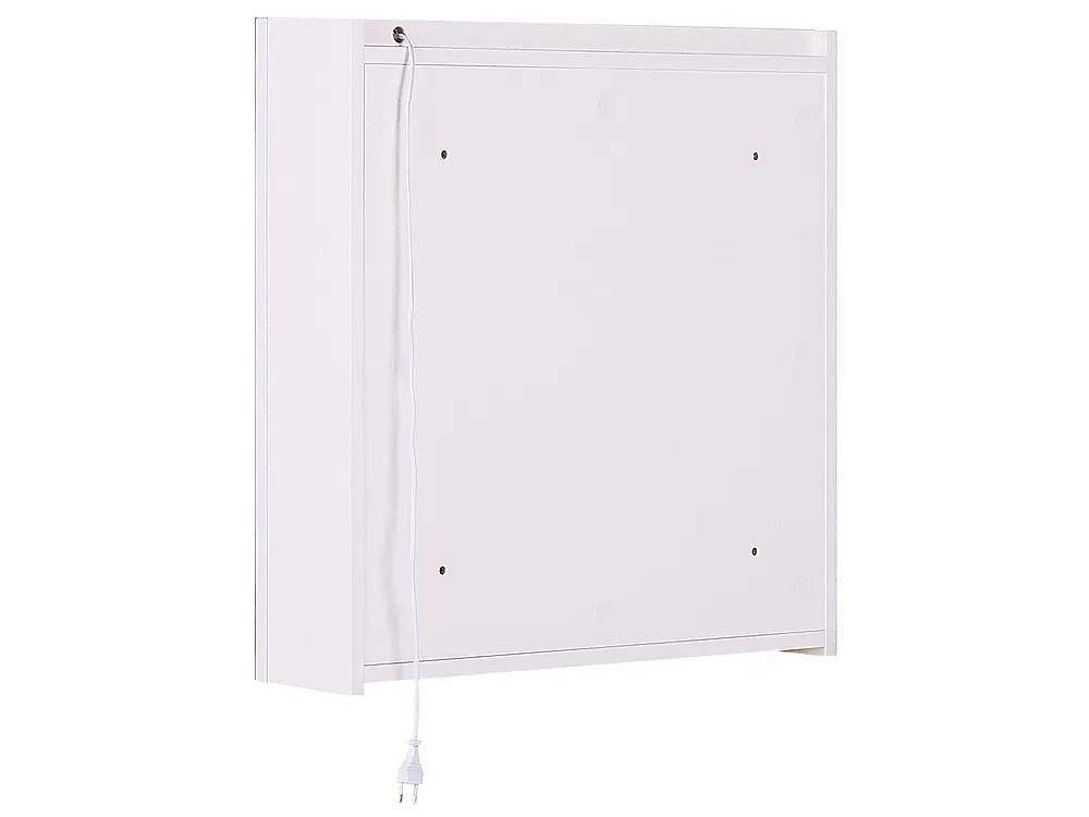 Väggmonterat badrumsskåp med spegel LED CHABUNCO 60 cm 60 cm Vit