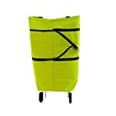 DianShaoA Vikbar shoppingvagn med hjul hjul väska lätt hopfällbar återanvändbar shopper, gRÖN, 50*30cm
