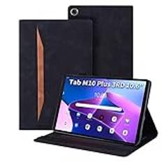 Auslbin fodral för Lenovo Tab M10 Plus 3rd Gen (2022) 10,6 tums PU-läder med stativfunktion tablettfodral, inte kompatibelt med Lenovo Tab M10 Plus (2rd Gen) FHD, svart