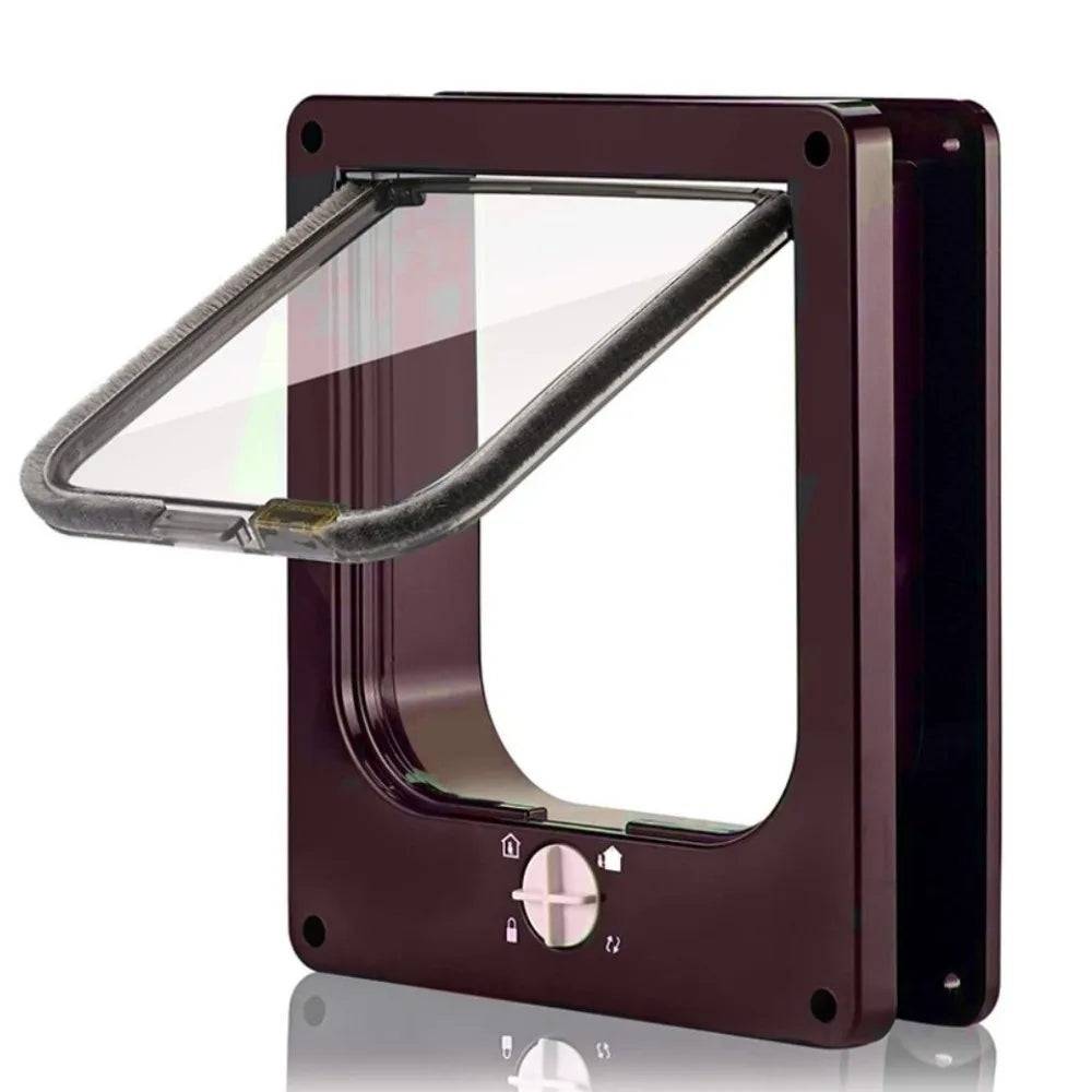 4-Way Locking Cat Flap Door - Coffee / XL (XL)