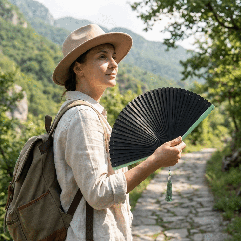 Lightweight Ancient Style Bamboo Folding Fan with Tassel Portable Handheld Fans Classical Exquisite Dance Fan Photography Props