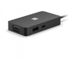 Microsoft Surface USB-C Travel Hub, Ledningsført, USB 3.2 Gen 2 (3.1 Gen 2) Type-C, 10,100,1000 Mbit/s, Sort, USB, Windows 10 Home, Windows 10 Pro, W