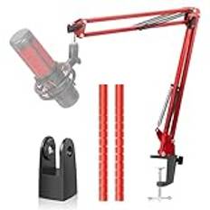 HyperX QuadCast mikrofonarm röd med armadapter, professionell Mic Stand Boom Arm kompatibel med HyperX QuadCast S/ProCast mikrofon 3/8 tum till 5/8 tum adapter från YOUSHARES