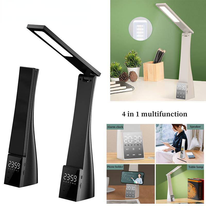 1 st led bordslampa med Bluetooth-högtalare Temperatur väckarklocka Dimbar Touch Folding Bordslampa Läslampa LXY svart