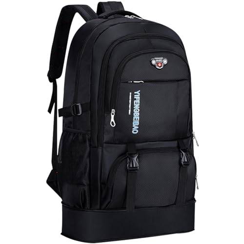 Wesoke 65 L vandringsryggsäck svart, expanderbar resedagväska utomhus stor camping backpacking ryggsäck för klättring touringr, Svart, 54 x 20 x 41 cm / 21,3 x 7,9 x 16,1 Zoll