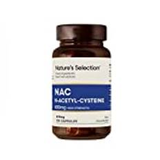 Nature's Selection NAC N-Acetyl-Cystein 800 mg – 120 veganska kapslar – hög hållfasthet och biotillgänglighet – inga fyllmedel eller bindemedel – N acetylcystein aminosyra – tillverkad i Storbritannien