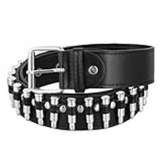 Amexo nitbälte punk rock nitbälte svart dubbat gotiskt bälte PU-läder punk midjebälte justerbar kula nitbälten med metallspänne för kvinnor män för jeans finbyxor, Svart, en storlek