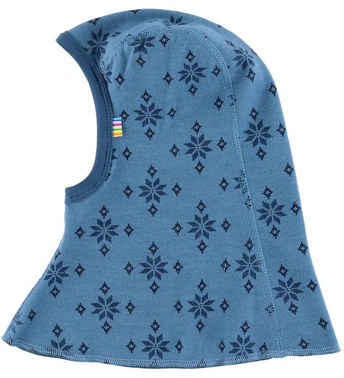 Joha Elefanthue - 2-lags - Uld/Bomuld - Blå m. Snefnug - Joha - 41 cm - Elefanthue - dobbelt