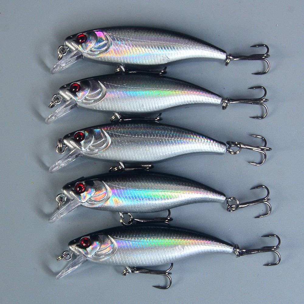TEMU 5 Gray Minnow Sinking Fishing Lures, Artificial Bait, Lure Bait