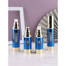 1pc Premium Airless Pump Bottles Refillable, Leak-Proof Travel Cosmetic Jars With Visible Window, Electroplated Dispensers For Shampoo, Lotion, Serum - Multicolor - 50ml[Gold],50ml[Silver]