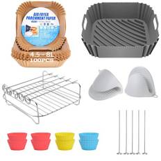 Heißluftfritteuse Zubehör,Airfryer xxl zubehör Kompatibel für Philips Airfryer XL 6,2L XXL 7,2L, COSORI 5,5L 4,7L, Cecotec 6L Airfryer Silikonform,13PCS heissluftfritteuse zubehör für 4,7-8L