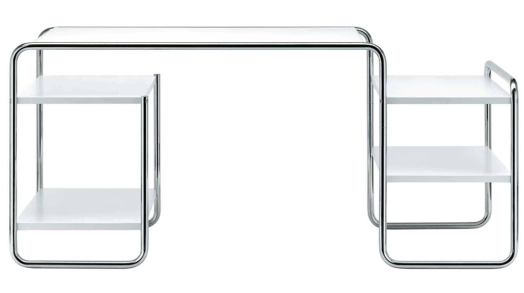 S 285 skrivebord, krom fra Thonet Lacquer pure white RAL 9010 - 4 shelves - Jacobsen Plus