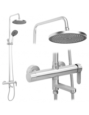 ARCOS Brusesæt med rainshower og termostat H94,5 - 134 cm - Børstet nikkel