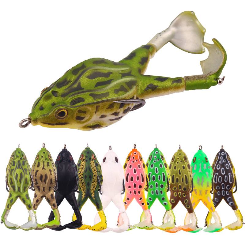 Billings 16.6G Frog Lure Double Propeller Legs Silicone Soft Baits Topwater Wobblers Artificial Bait For Bass Catfish Fishing