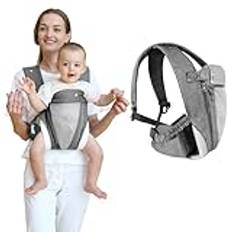 Aolso Multifunktionell babybärsele, ergonomisk bärsele för bebisar, andningsbar bärare, bärsele för bebisar, bärsele från 0 till 36 månader, lätt att använda och placera, justerbar unisex