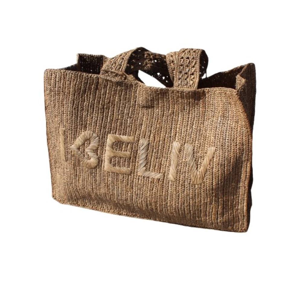 Ibeliv Broderet Tote Bag - Tasker - Dame - Beige - ONE SIZE - Uld