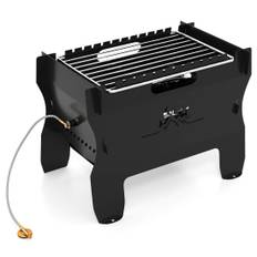 2-i-1 bærbar kul- og gasgrill med rustfrit stativ