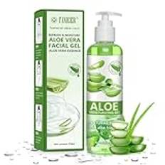 Aloe Vera gel, 250 ml, ren Aloe Vera fuktgivande kräm, ger näring och återfuktar huden, naturlig Aloe för ansikte kropp och hår, torr hud, brännskador