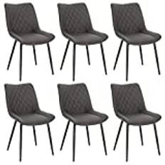 WOLTU 6 x matstolar, set om 6, matsalsstol, köksstol, stoppad stol, designstol med ryggstöd, tygsits, metallstomme, mörkgrå, BH248dgr-6