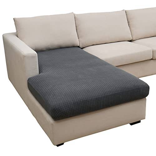Eismodra Issmodra Sofföverdrag L-form, 3-sitsig, stretch, sittdyna, soffa, överkast, soffskydd, elastiskt överdrag för L-form, mörkgrå, schäslong (1 styck)